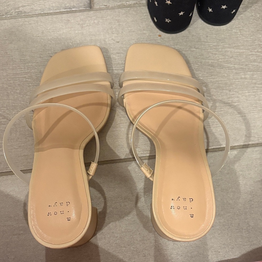 A New Day Women's Tan and Clear Strap Sandals